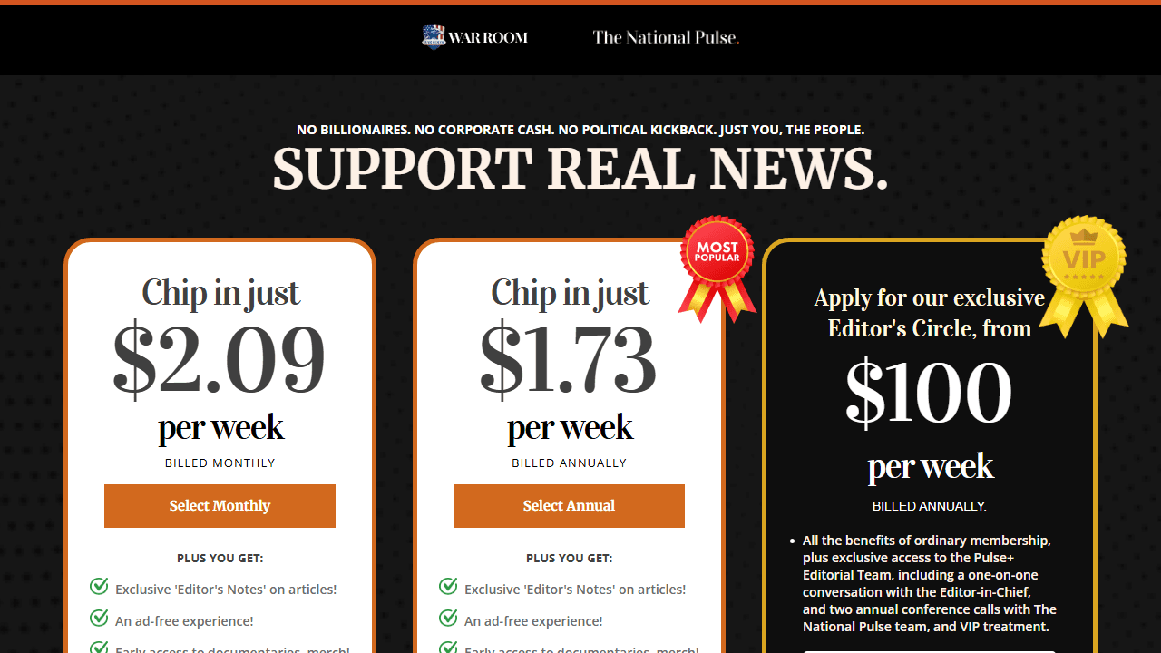 The National Pulse membership page