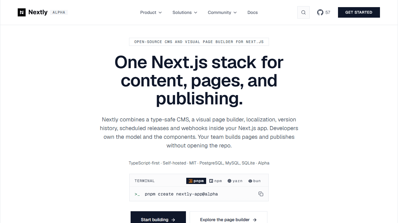 Nextly website homepage