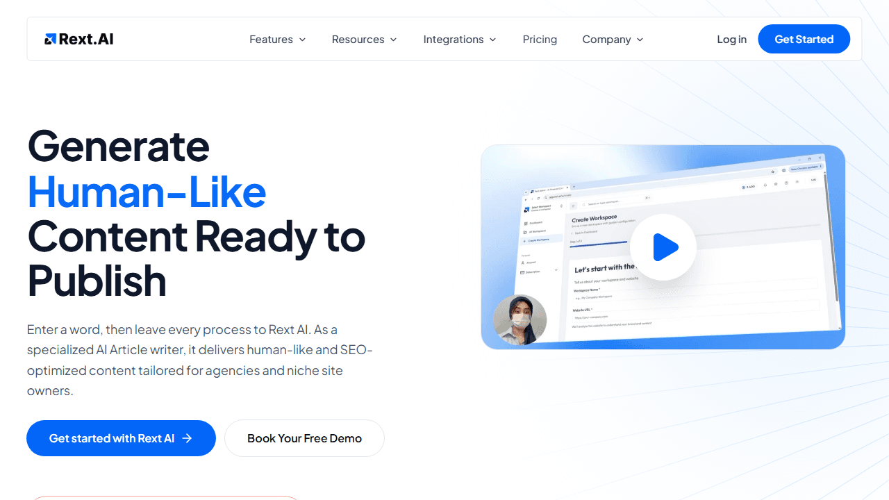 Rext AI homepage